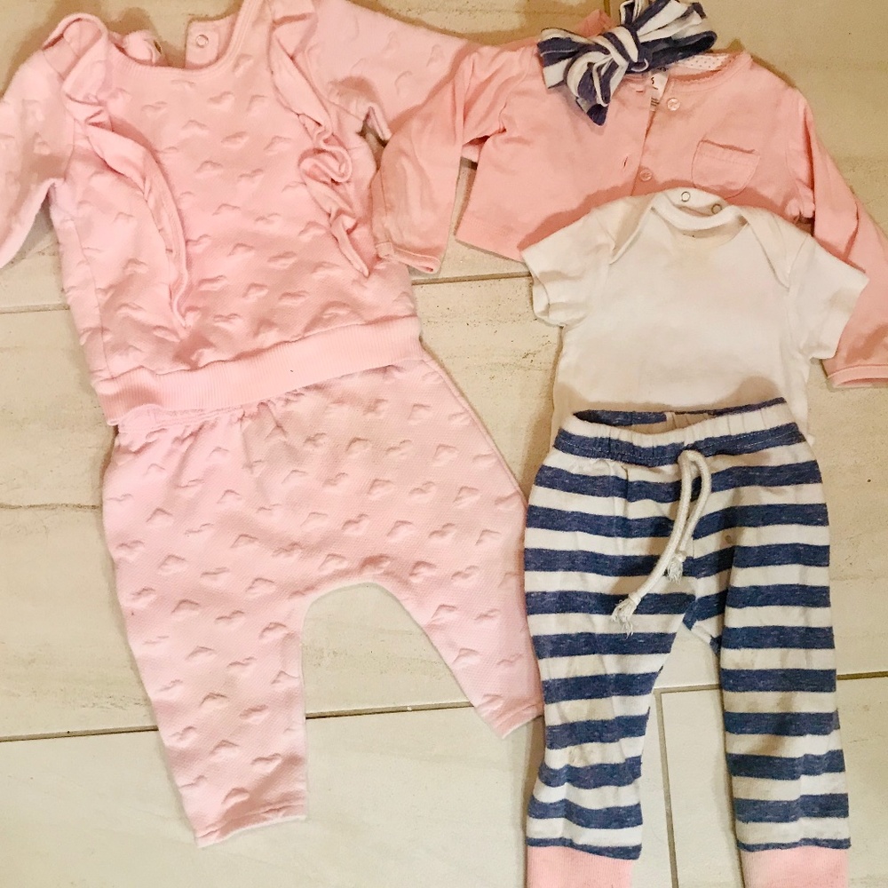 pink sweatsuit hearts casual lot 6mo.